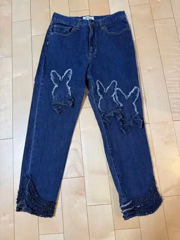 PINK HOUSE 토끼 자수 데님 팬츠