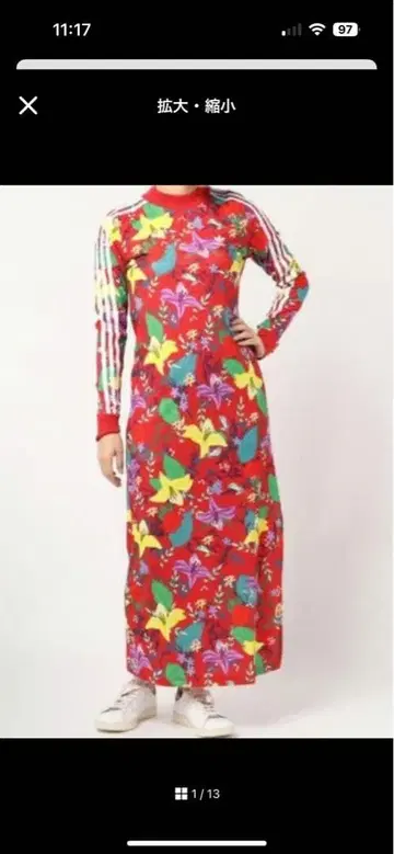 adidas 꽃무늬 롱 원피스 긴팔 사이즈 M