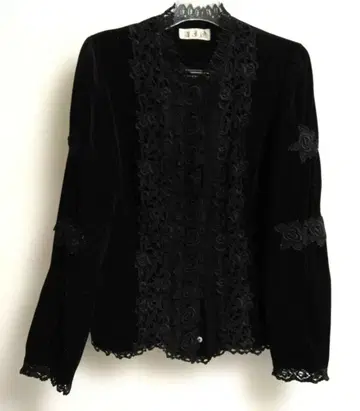 서양식 저택 가디건 상의 레이스 블랙 M 사용감 적음 빈티지