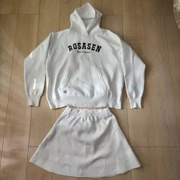 ROSASEN 화이트 후디 스커트 세트