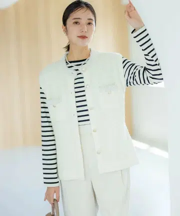 쿠미쿄쿠 아이보리 니트 베스트 L 사이즈