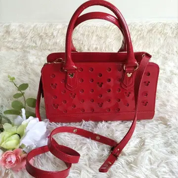새상품급 다이애나 x 디즈니 펀칭 에나멜 핸드 숄더백 일본 레드