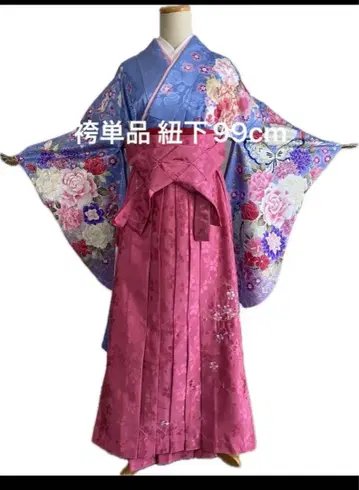 미사용 졸업식 하카마 끈 아래 99cm 쇼킹 핑크 자수 여성 하카마