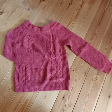 anySiS 케이블 짜임 핑크 니트 스웨터