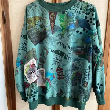 스칼라 그래픽 프린트 그린 컬러 트레이닝복