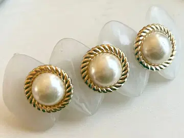 골동품 당시 미사용 투명감 있는 화이트 계열 레트로 vintage 머리핀