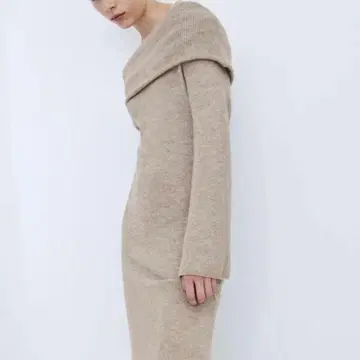 H&M 베이지 오프숄더 니트 원피스