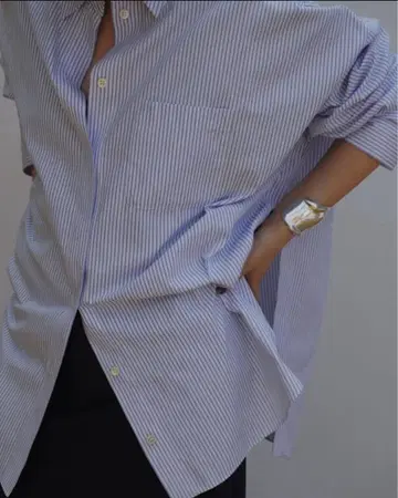 스트라이프 오버 사이즈 긴팔 셔츠