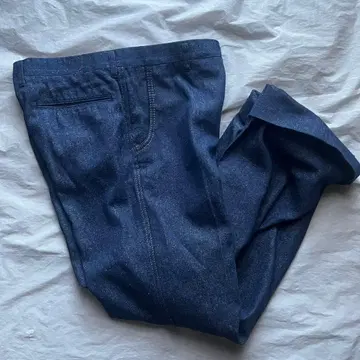 새상품급 LEONARD 데님풍 실크 슬랙스 박스 실루엣