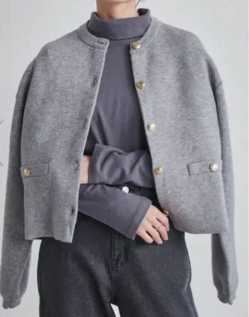 RANAN 그레이 버튼 니트 가디건