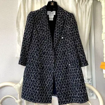 르네 트위드 자켓 코트 네이비 34