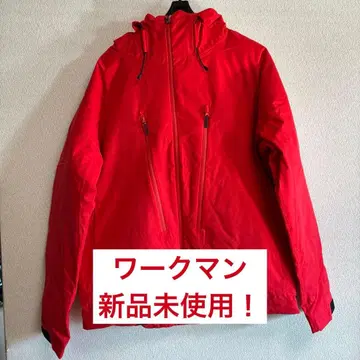워크맨 빨간색 후드 부착 다운 자켓