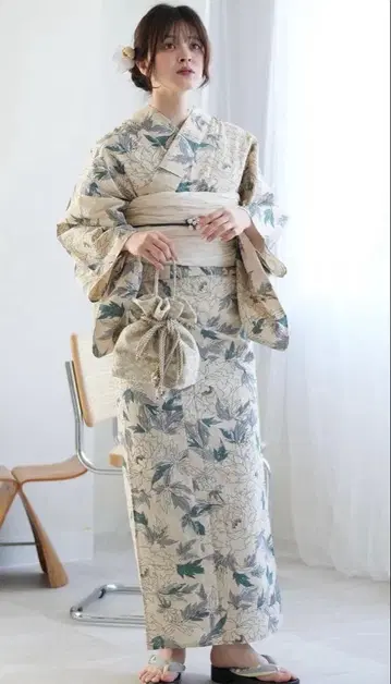 꽃무늬 유카타 오비 세트