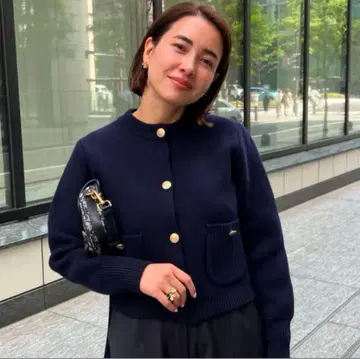 OHGA 네이비 니트 가디건 버튼 포함