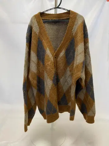 BEAMS 아가일 무늬 니트 가디건