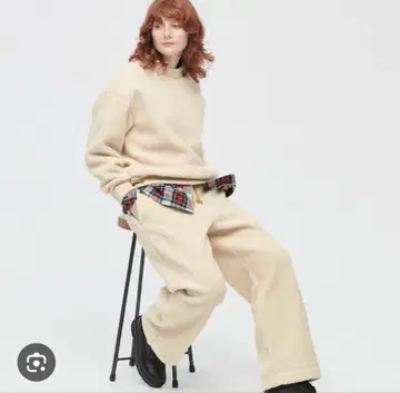 유니클로 JWANDERSON 플리스 보아 와이드 팬츠/유니클로