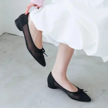튤 발레 펌프스 시어 리본 블랙 24cm EVOL