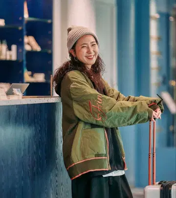 니코앤드 be with M 니트 블루종 가디건 미사요 카키