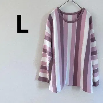 퍼플 스트라이프 긴팔 니트 개성 있음 새상품급 L