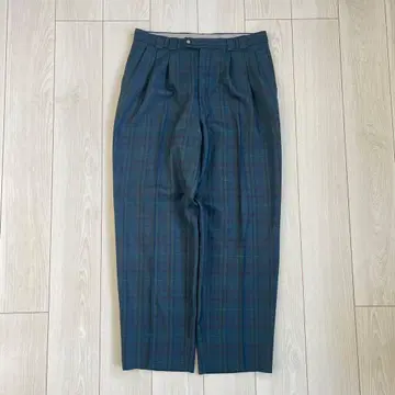 [ 노움코어 ] 체크 무늬 슬랙스 팬츠 그린 일본제