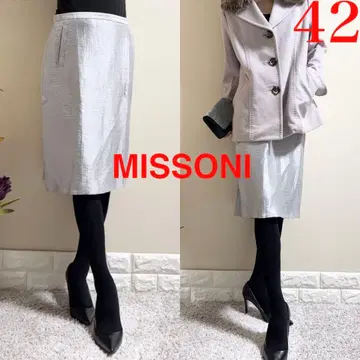 MISSONI 미쏘니 이탈리아제 샤이니 린넨 스커트 42 L 은색