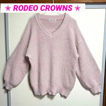 로데오 크라운 핑크 볼륨 슬리브 니트