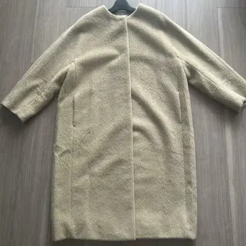 아이보리 노카라 롱 코트