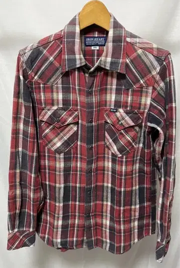 Iron Heart 엑스트라 헤비 플란넬 셔츠 레드 Small