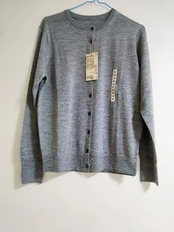 세탁 가능한 울 하이 게이지 크루넥 가디건 M