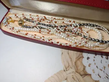 담수 진주 양귀비 진주 목걸이