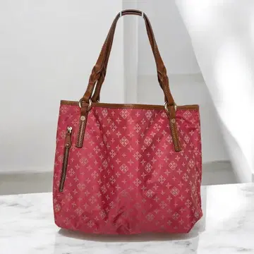 러셋 리버서블 토트백 빨간색 올리브 브라운 뜨개질