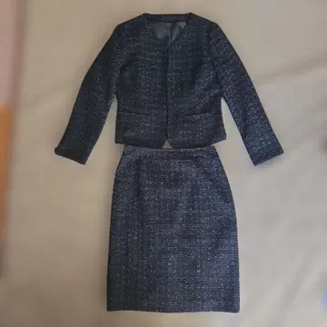 여성용 트위드 정장 세트 네이비