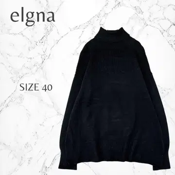 엘르 가나 심플 돌려입기 발군 블랙 터틀넥 긴팔 니트 스웨터 L