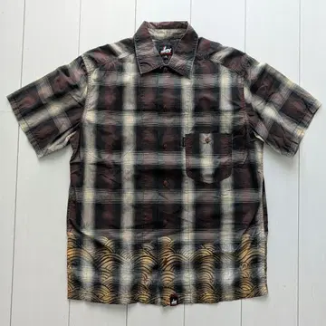 새상품급 Paul Smith Red Ear 반팔 셔츠 M 체크 무늬 명작