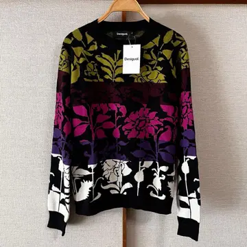 택 포함 새상품 DESIGUAL 데시구알 니트 스웨터 꽃무늬 긴팔 M