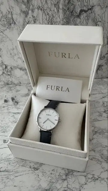 FURLA 실버/블루 아날로그 손목시계
