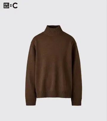 유니클로C 로우게이지 하이넥 스웨터 브라운
