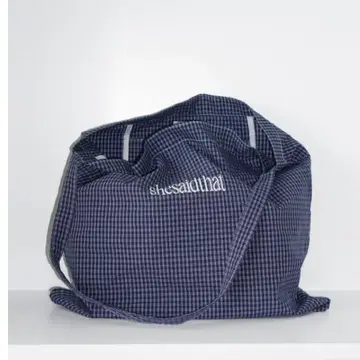 shesaidthat 네이비 체크 토트백