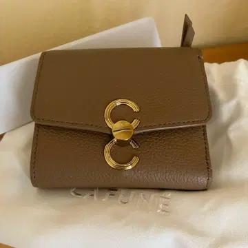 CAFUNE 지갑 탄 브라운 삼단 접이식 지갑