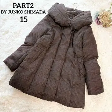 빅 사이즈 준코 시마다 숄카라 체크 무늬 다운 코트 15 3L