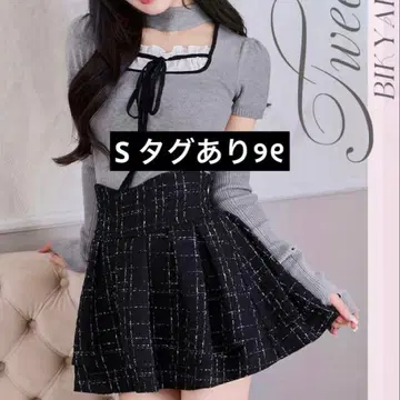 S 미셸 마카롱 트위드 슬림 레그 스커트 이너 팬츠 포함