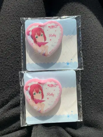 러브 라이브 선샤인 하트형 캔뱃지 쿠로사와 루비 2개