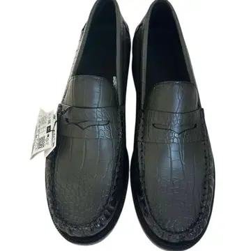 Zara 다크 그린 크로커다일풍 로퍼 사이즈 42