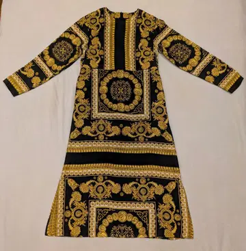 [ 새상품급 ] &ellecy 앤 엘르 원피스 고양이 패턴 골드 화려함