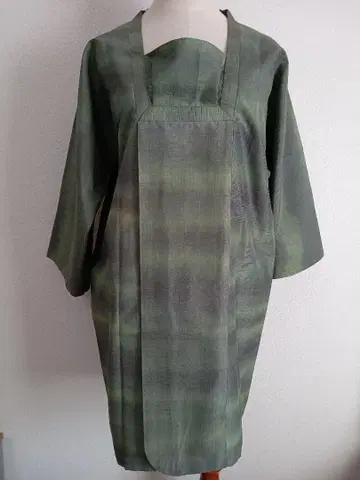 순수 실크 그린 계열 그라데이션지의  도행 기모노 리메이크 튜닉