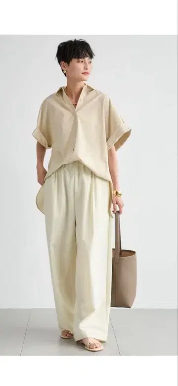 나일론 스트레치 개더 팬츠