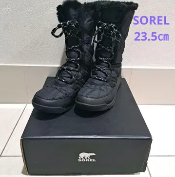 SOREL 스노우 부츠 23.5cm 블랙 퀼팅 레이스업