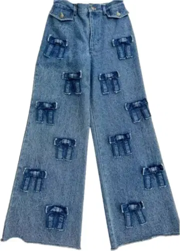 POPPY 메니 리본 데님 팬츠 S 아사기니요