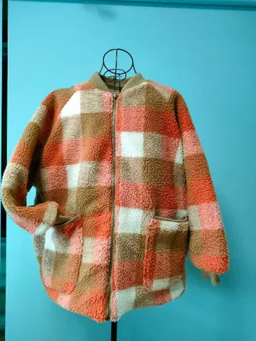 체크 무늬 플리스 자켓