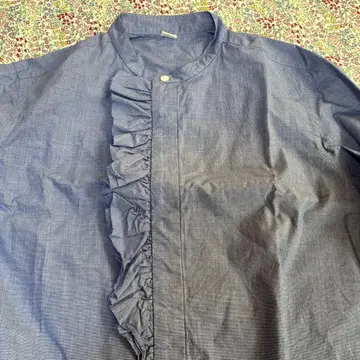 45r 코튼 프릴 셔츠 스탠드 카라 사이즈 2